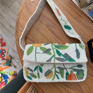 Floral Beaded Shoulder Bag